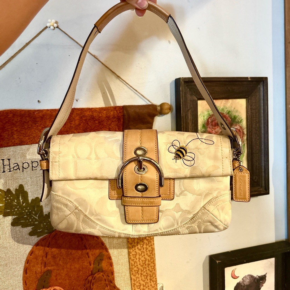 Rare Y2K Coach Swarovski collection shoulder bag with bee embroidery